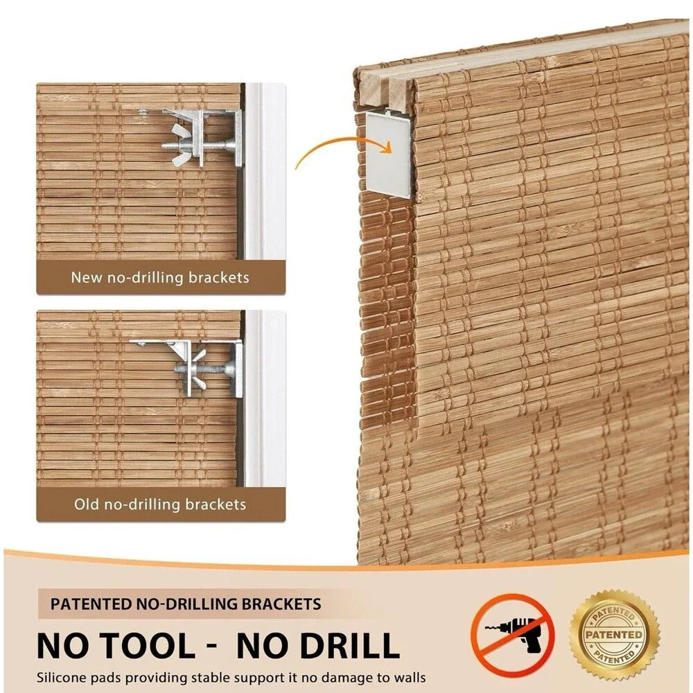 LazBlinds No Tools No Drill Cordless Bamboo Shades Light Filtering 26
